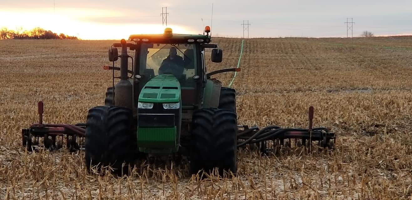 A tractor performing Vertical Till Injection (VTI)
